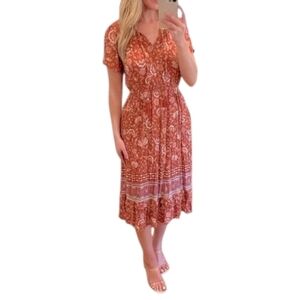 Knox Rose Rust Floral Midi Dress